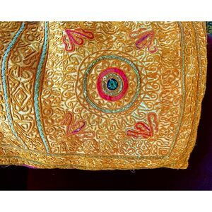 Antique Richly Embroidered Pillow. Bokanos from the Thar Desert in India.